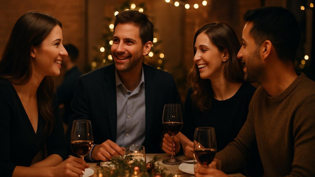 Gruppo di adulti in contesto sociale per Capodanno